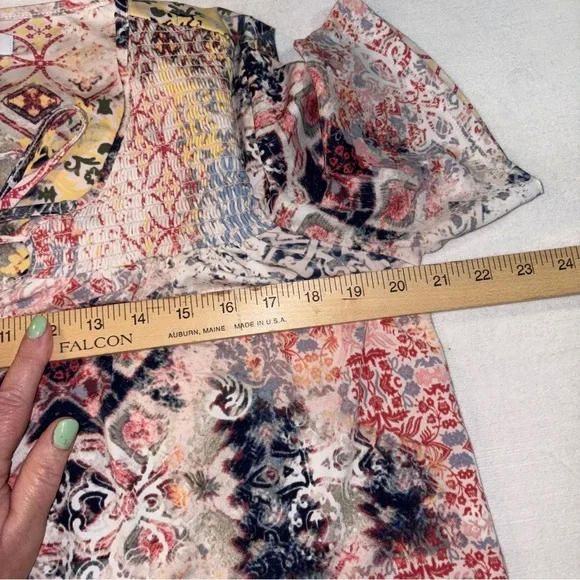 New Directions Pink and Yellow Womens Blouse - Picture 7 of 8